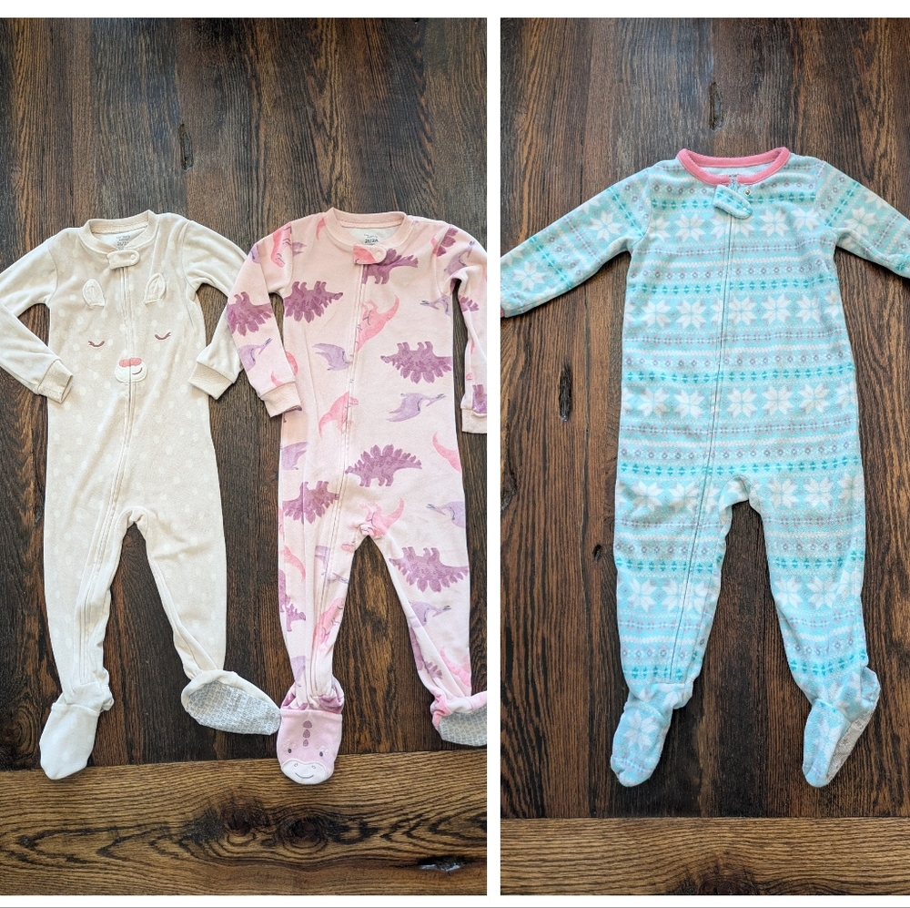 Carter's Pink and Cream Dinosaur Print Footies